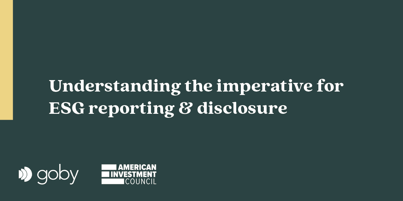 The imperative for ESG reporting & disclosure webinar